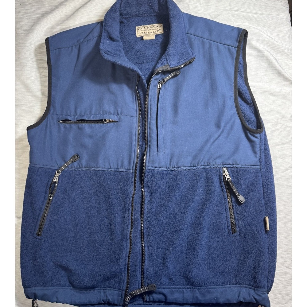 Colorado Timberline Outdoor Fleece Zipper Biker Rags Knoxville Vest Blue Large